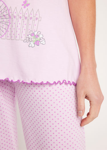 Pyjama court coton imprimé Parme