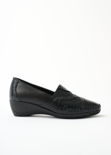 Mocassins cuir largeur confort fantaisie Noir