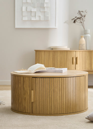 ERNEST Table basse ronde avec rangement Naturel