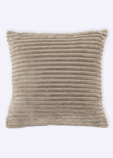 Coussin déco cotelé façon velours Taupe