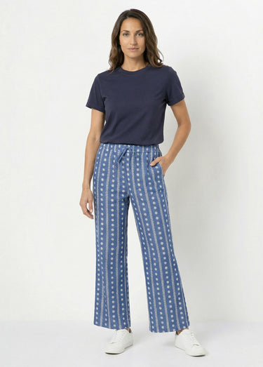 Pantalon large chambray, broderie anglaise Denim