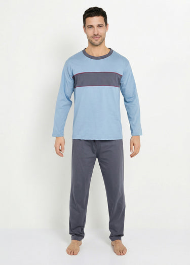 Pyjama coton bicolore Bleu