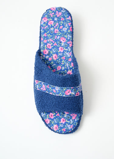 Chaussons mules toile largeur confort Marine