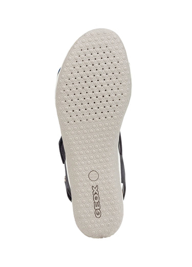 Sandales en cuir brides à scratch Jeans Fonce