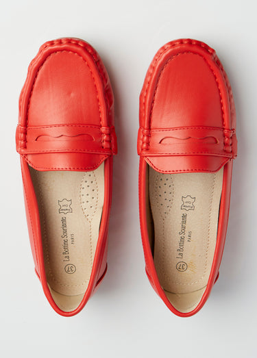 Mocassins plats bride ton sur ton Rouge