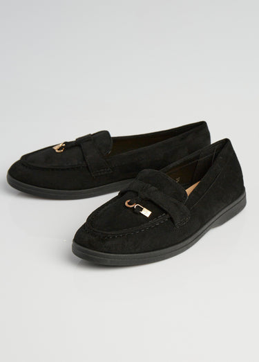 Mocassins style loafers aspect daim Noir