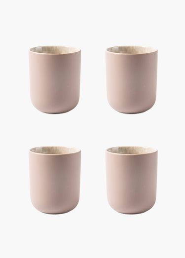 Set 4 tasses grès émaillé, foncé Taupe