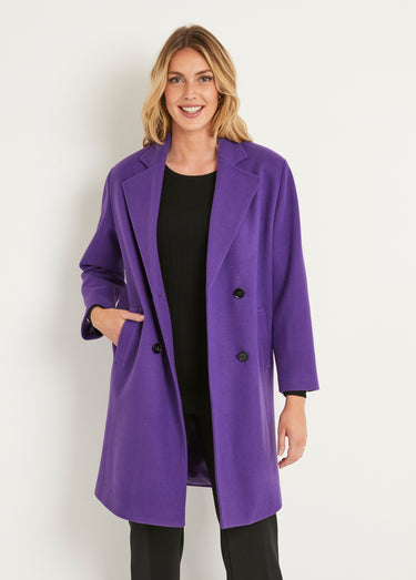 Manteau double boutonnage col tailleur Violet