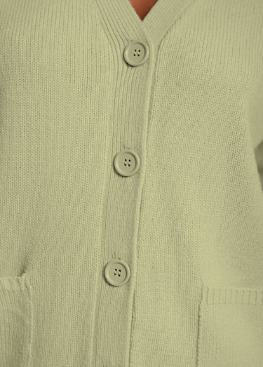 Gilet boutonné maille épaisse Vert Tilleul