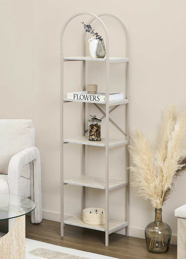 Etagère arche 5 niveauxen métal clair Blanc/Beige