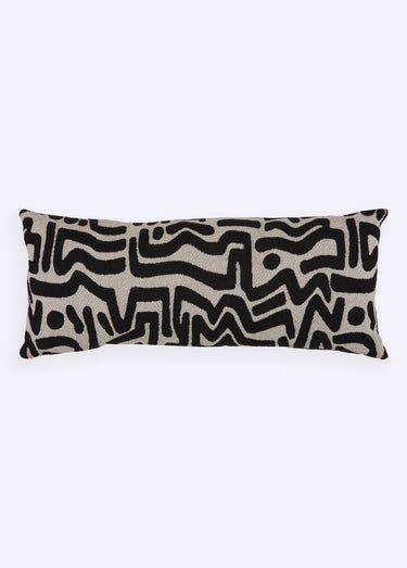 Coussin 80x30cm motif graphique stylisé Noir