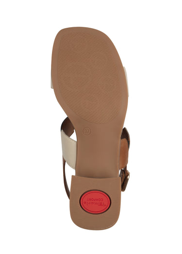 Sandales en cuir élastiquées à talon Marron