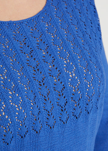 Pull manches 3/4 ajouré Bleu