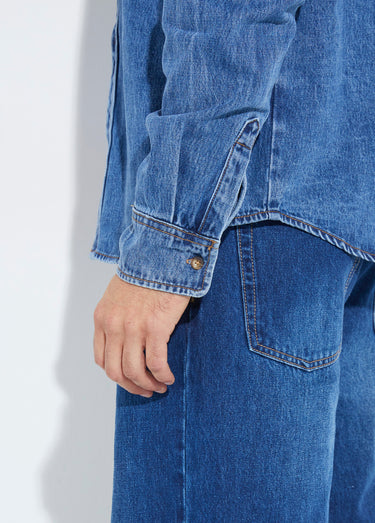 Chemise en jean en denim épais stone Bleu