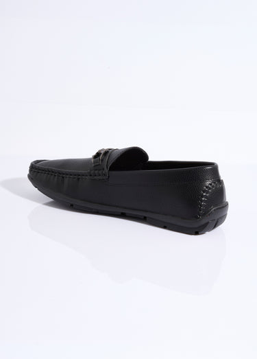 Mocassins aspect grainé, doublés cuir Noir