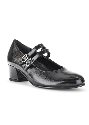 Escarpins cuir double bride Noir