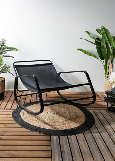 Fauteuil bascule foncé coussin rembourré Noir