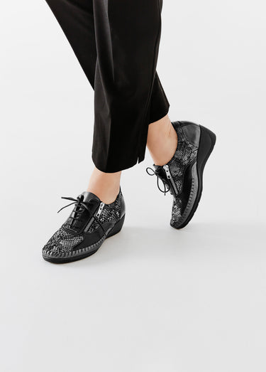 Derbies cuir zippées effet laçage Noir