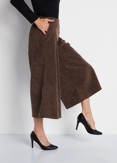 Jupe-culotte longue velours milleraies Taupe