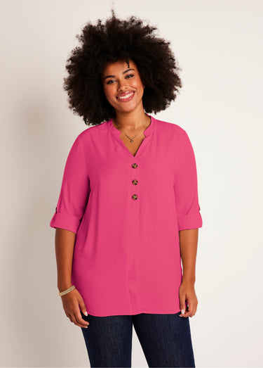 Tunique ample longue manches 3/4 Cassis