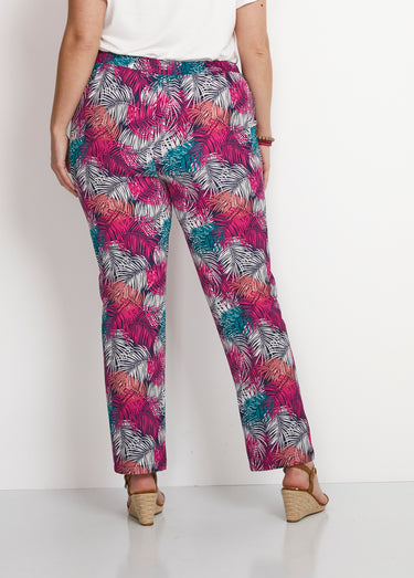 Pantalon fluide taille élastiquée Imprime Fuchsia
