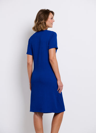 Robe courte unie drapée effet cache-ventre Bleu