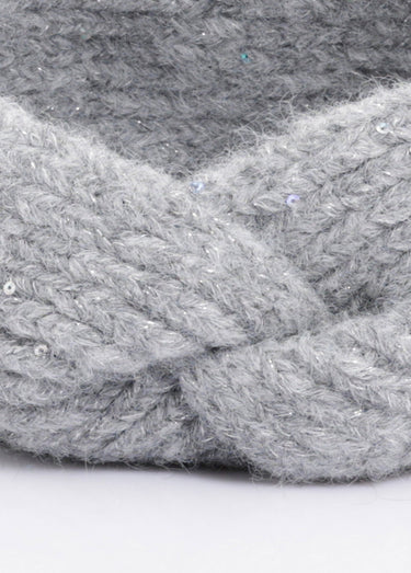 Bandeau chaud maille brillante à sequins Gris
