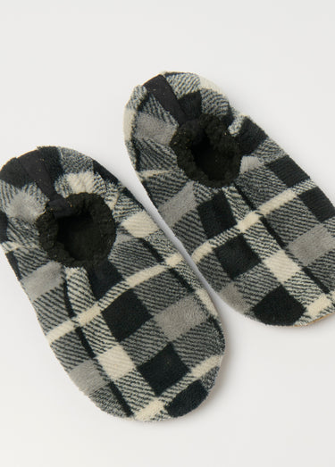 Chaussons fourrés chauds antidérapants Carreaux Gris