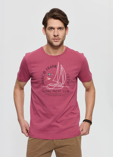 T-shirt manches courtes, thème nautique Rose Fonce