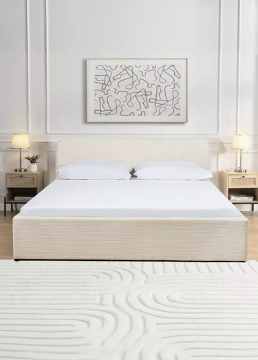 Lit coffre sommier + tete grosses cotes Beige