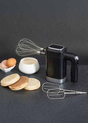 Batteur sans fil 7 vitesses, fouets métal Noir