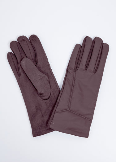 Gants tactiles bi-matière velouté et imperméable Marron
