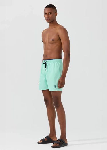 Short de bain uni, taille élastiquée Menthe