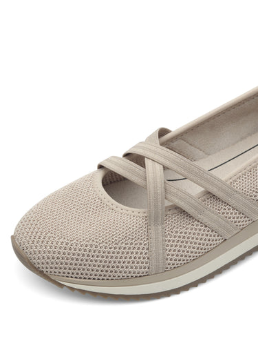 Ballerines élastiquées semelle compensée Beige/Gold