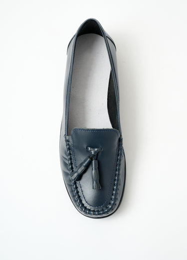 Mocassins pompons largeur confort cuir Marine