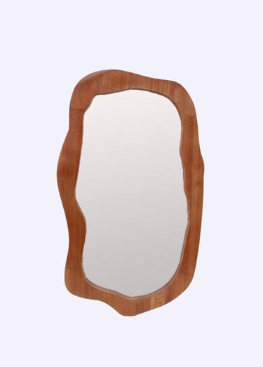 Miroir forme organique, effet bois brulé Naturel