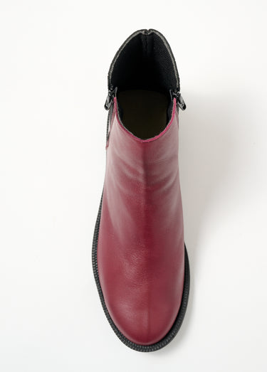 Boots zippées cuir largeur confort effet croco Bordeaux