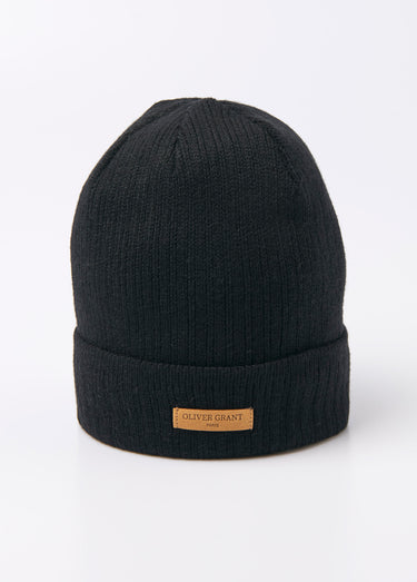 Bonnet chaud en maille fourré polaire Noir