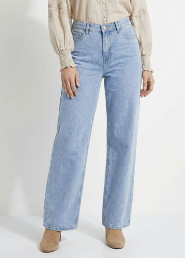 Jean 5 poches coupe wide, spécial GRANDE Bleu Clair