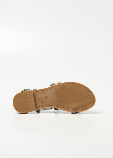 Sandales multi matières à brides Noir / Argenté