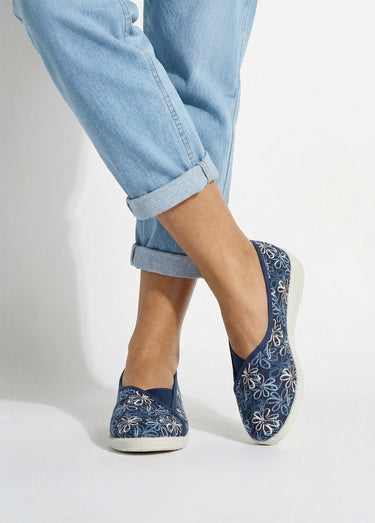 Chaussons ballerines élastiquée imprimées Marine