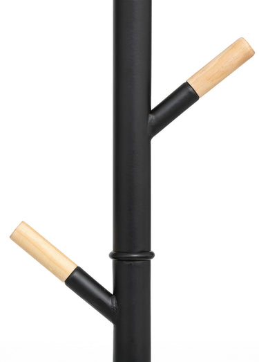 Porte manteaux acier bois avec 6 patères Noir