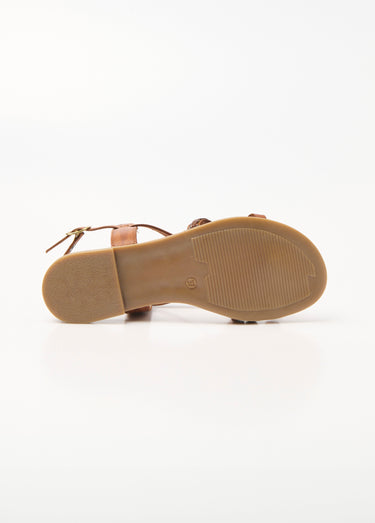 Sandales en cuir plates multibrides Brique