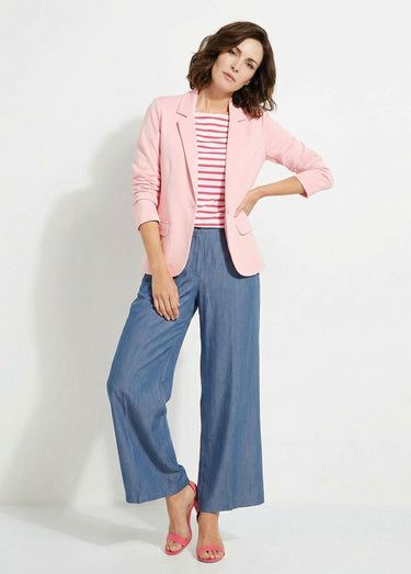 Veste droite boutonnée maille milano unie Rose bonbon