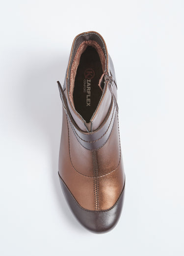 Boots zippées cuir talon décroché Bronze