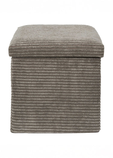 Pouf bouclette avec coffre de rangement 1B Taupe