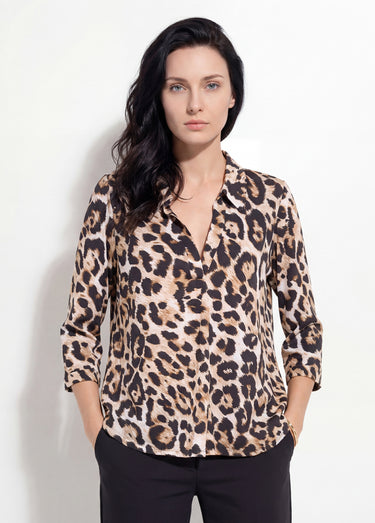 Chemisier fluide léopard et col tailleur Leopard