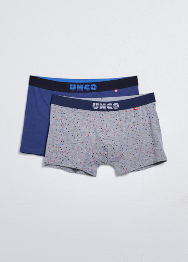 Boxers assortis en coton, uni + imprimé Imprime Gris