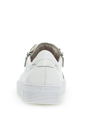 Baskets cuir avec lacets et zip, clair Blanc