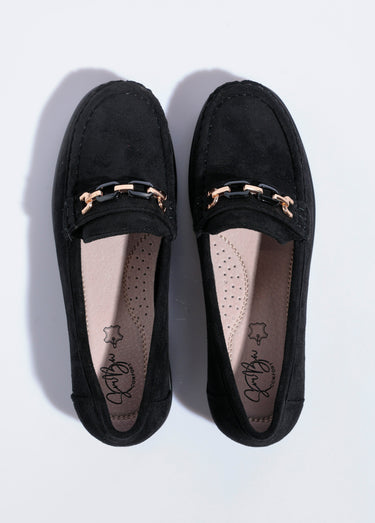 Mocassins compensés souples en suédine Noir